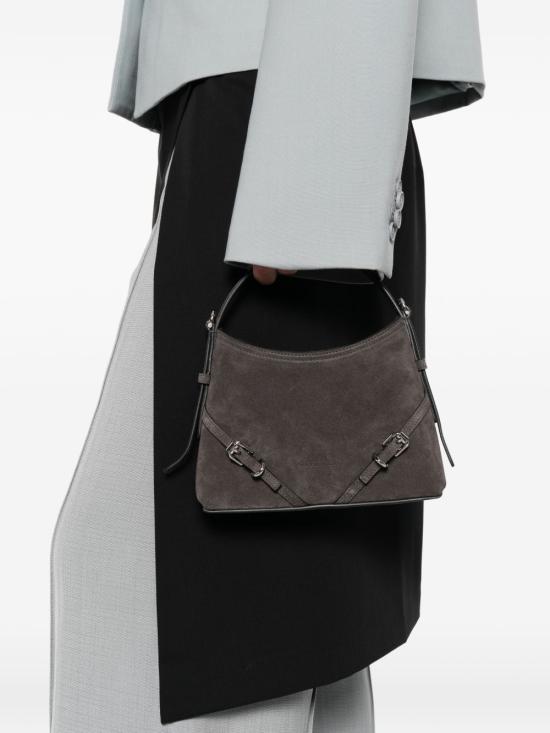 Structured Dark Grey Suede Handbag