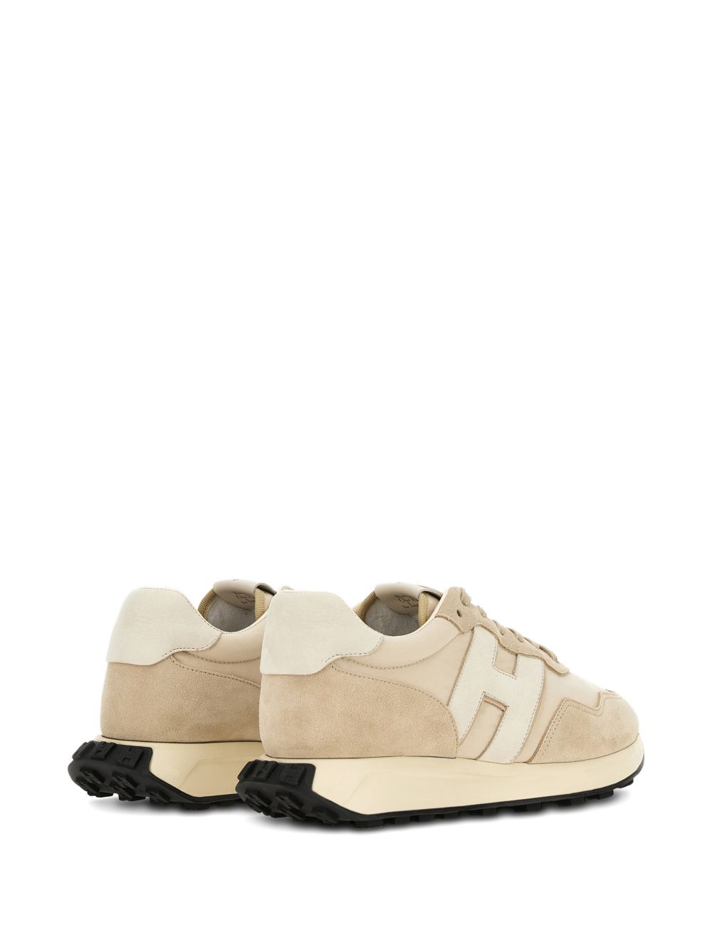 Beige Silk and Nylon Sneakers