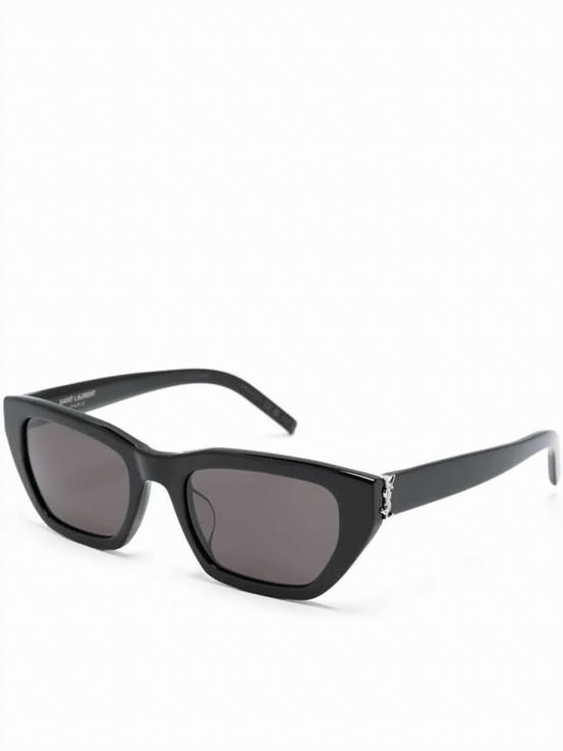Black Narrow Rectangular Glossy Acetate Sunglasses