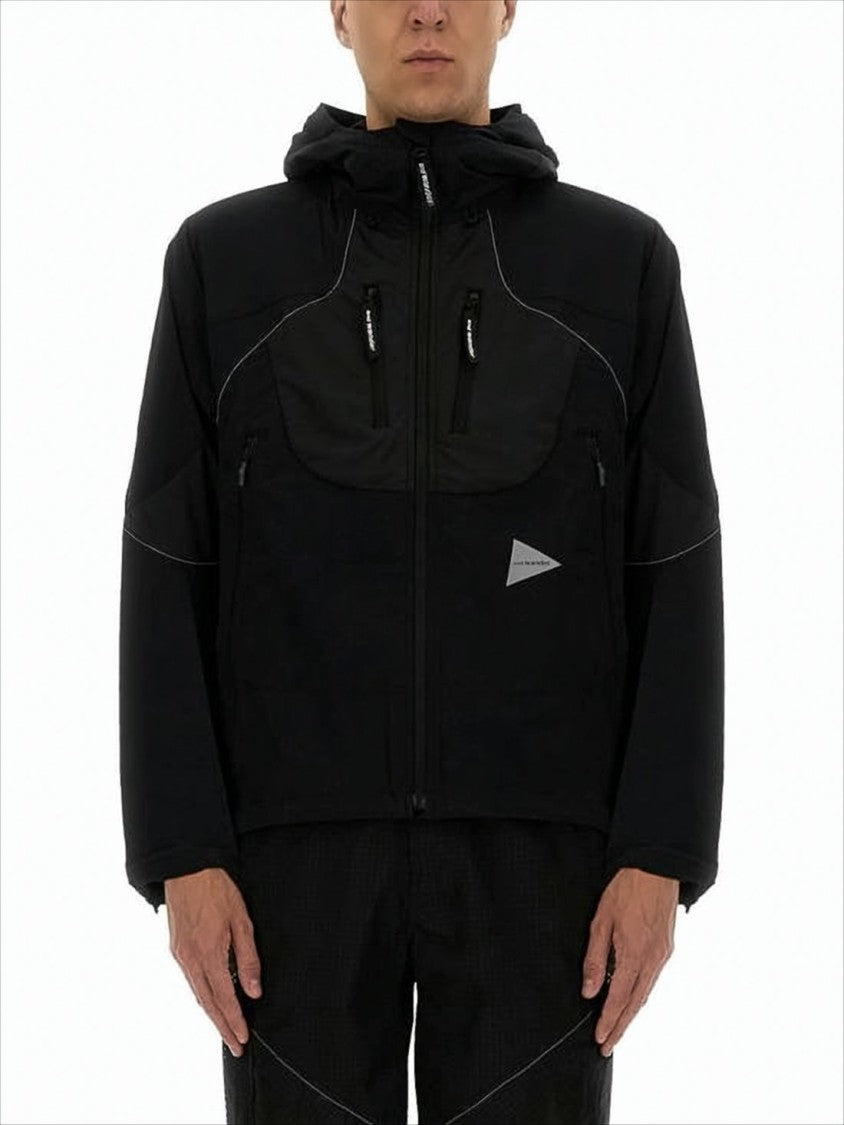 Black Hooded Jacket with Reflective Piping