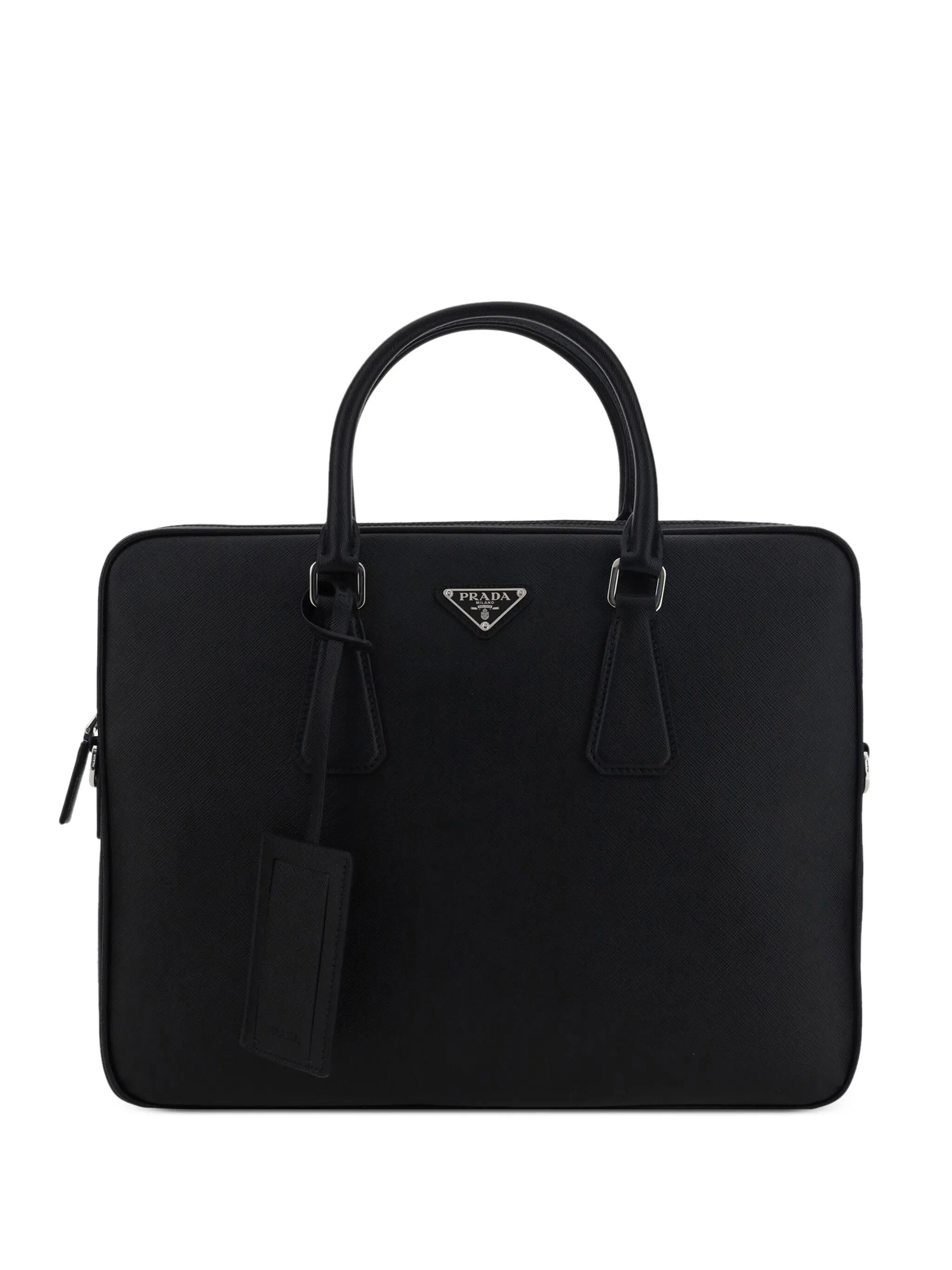 Black Structured Leather Business Bag