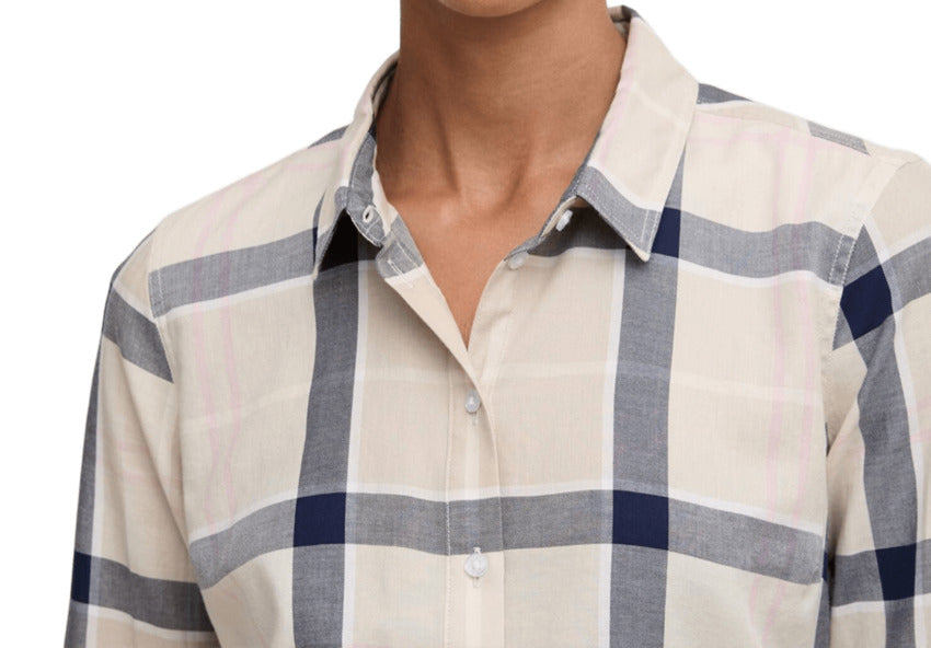 Cherry Blossom Tartan Shirt With Button-Down Closure