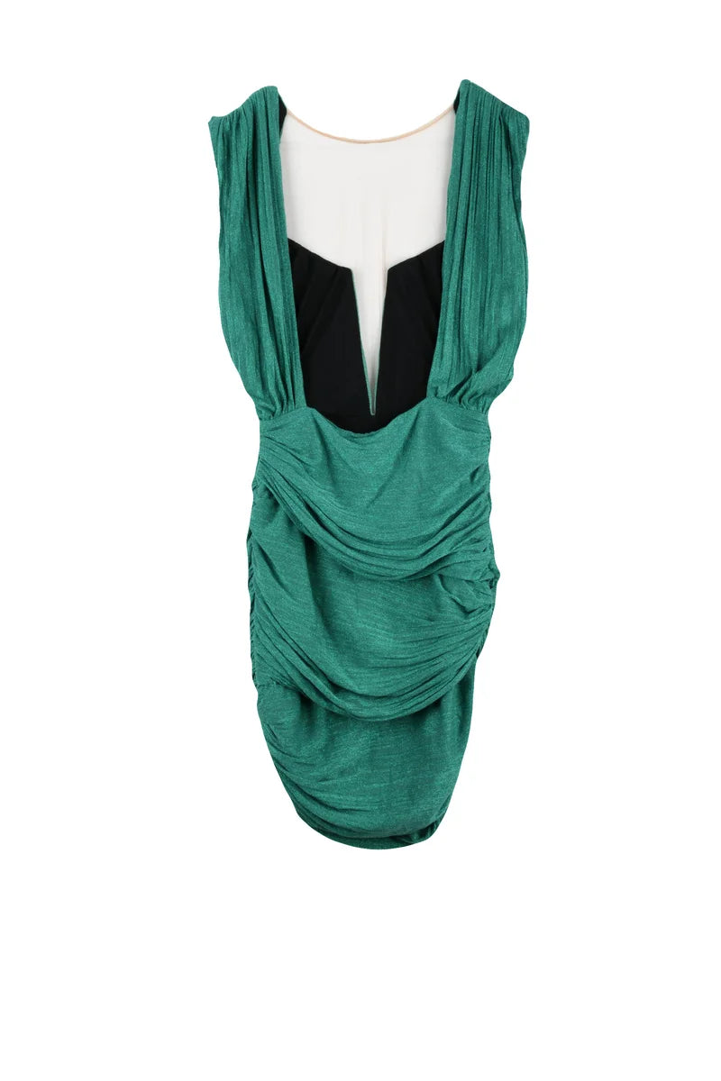 Lamé Mini Dress - Green