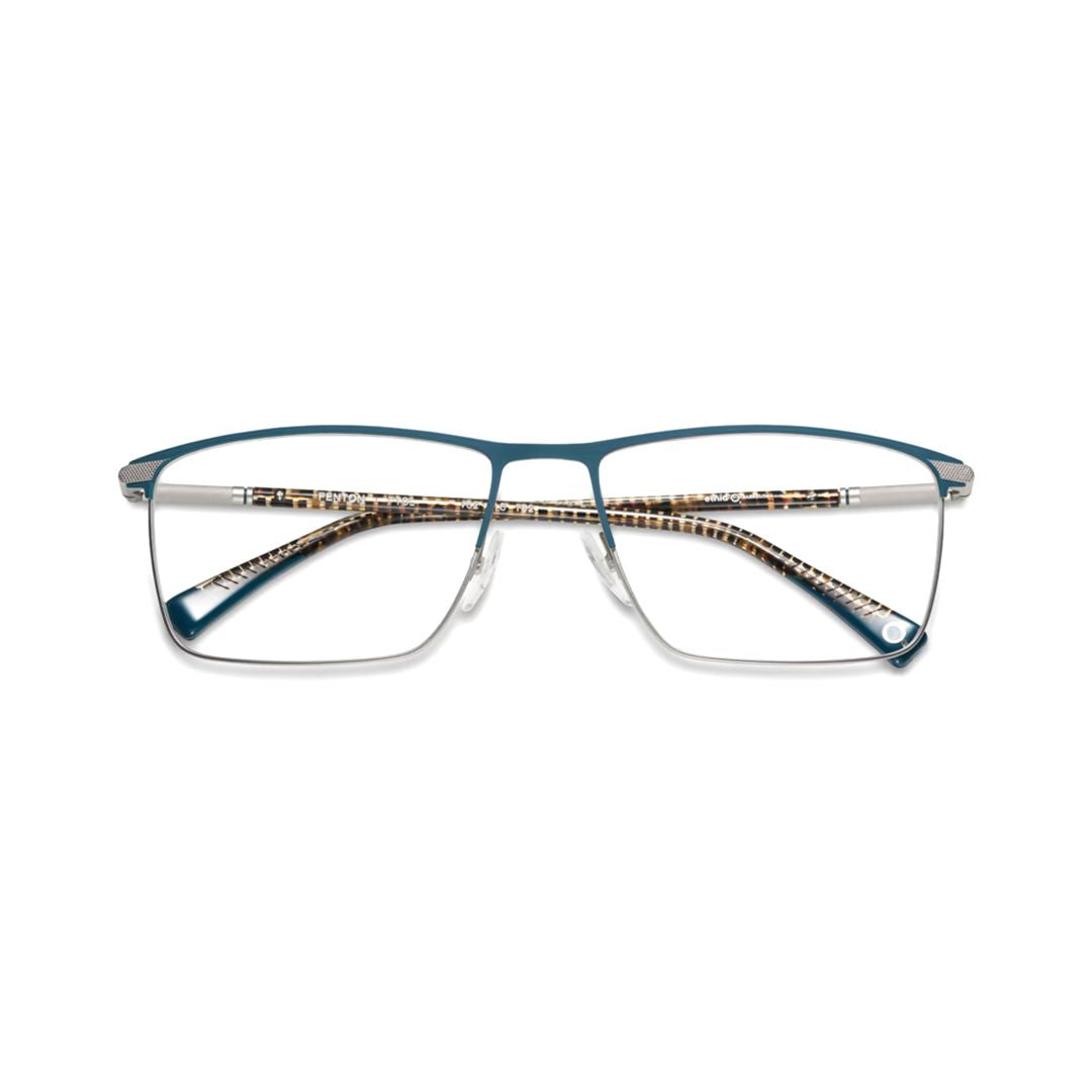 Fenton Rectangular Metal Eyeglasses with Patterned Temples
