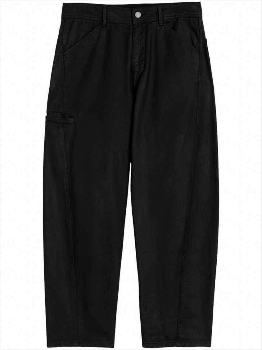 Relaxed Black Denim Trousers with High Waist