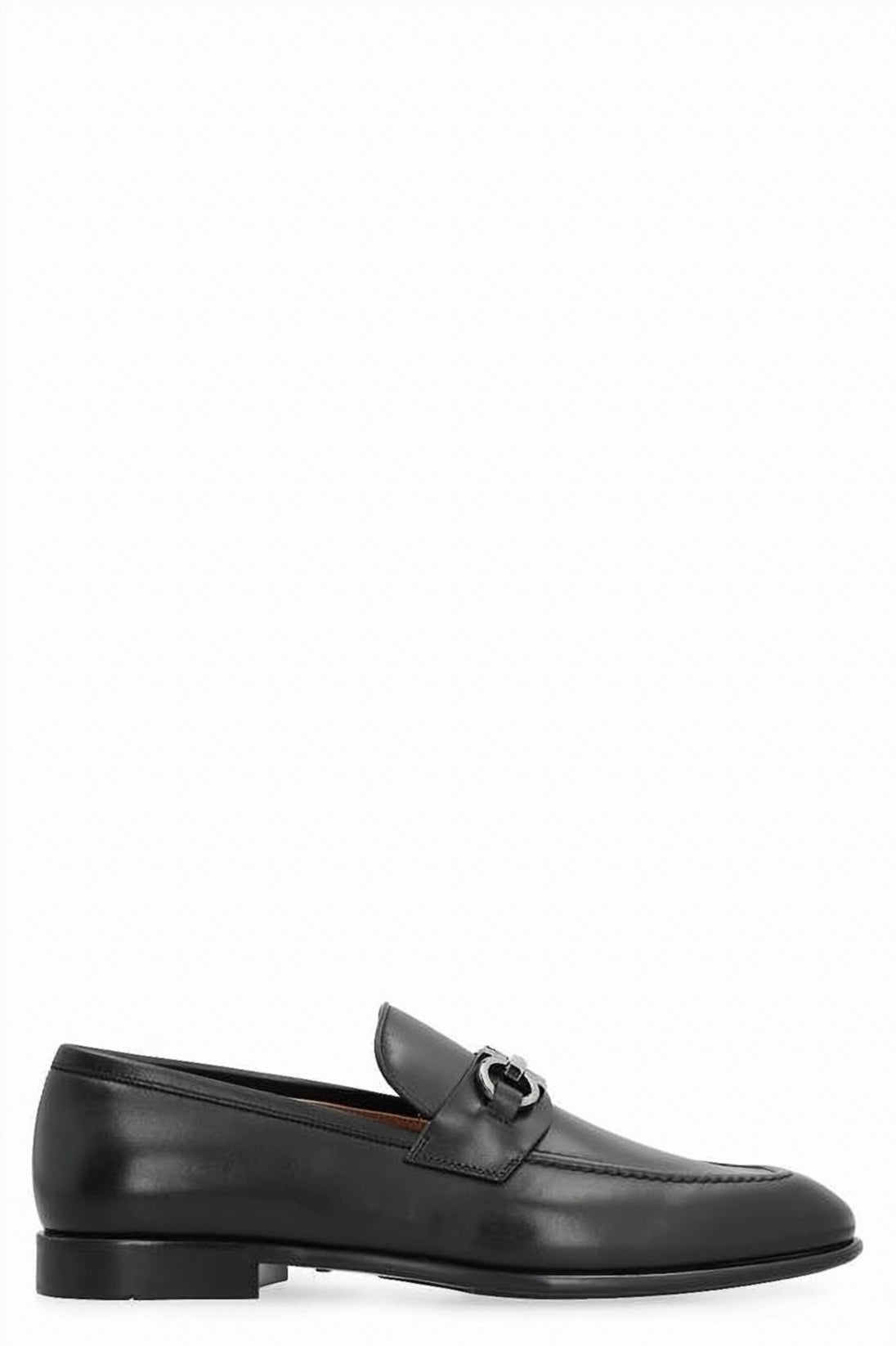 Polished Calf Leather Loafers with Silver-tone Bit