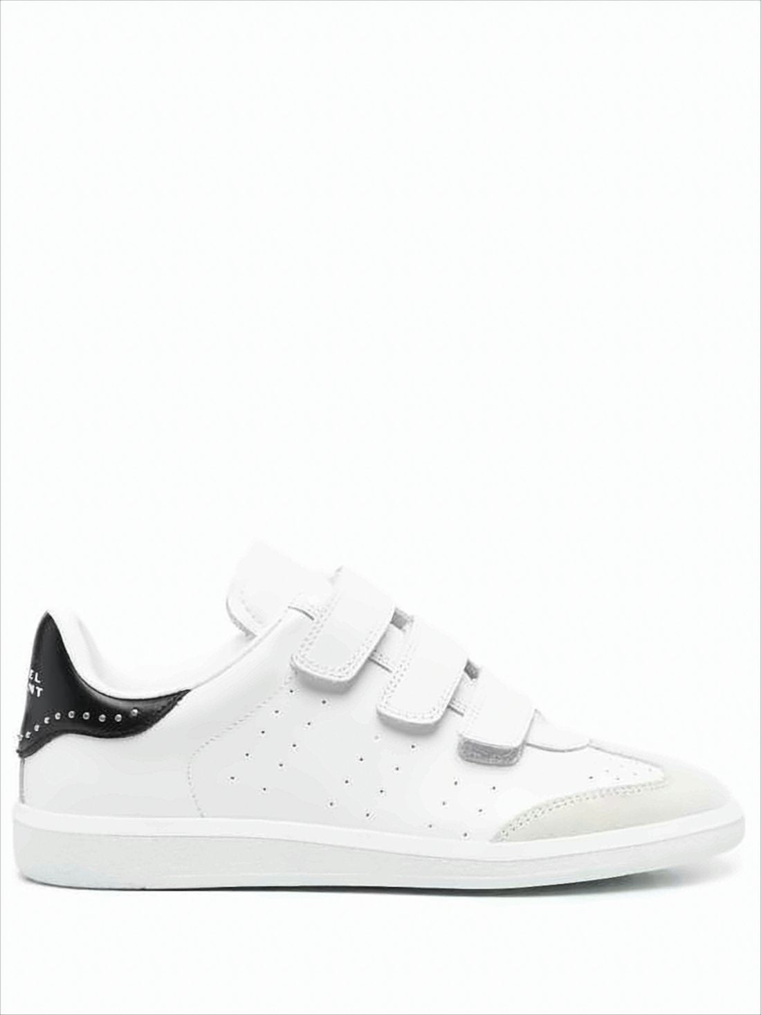 Perforated White Leather Sneakers with Velcro Straps
