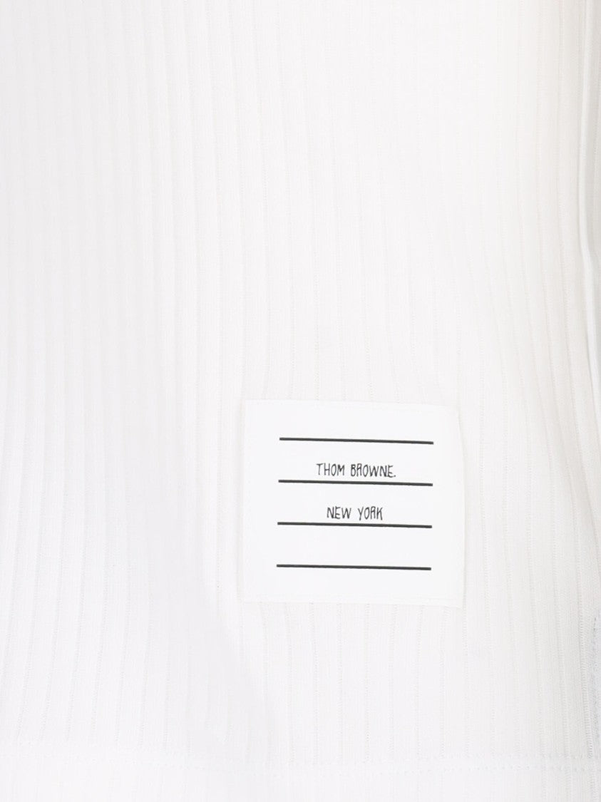 "Three Stripes" Knit Polo – White