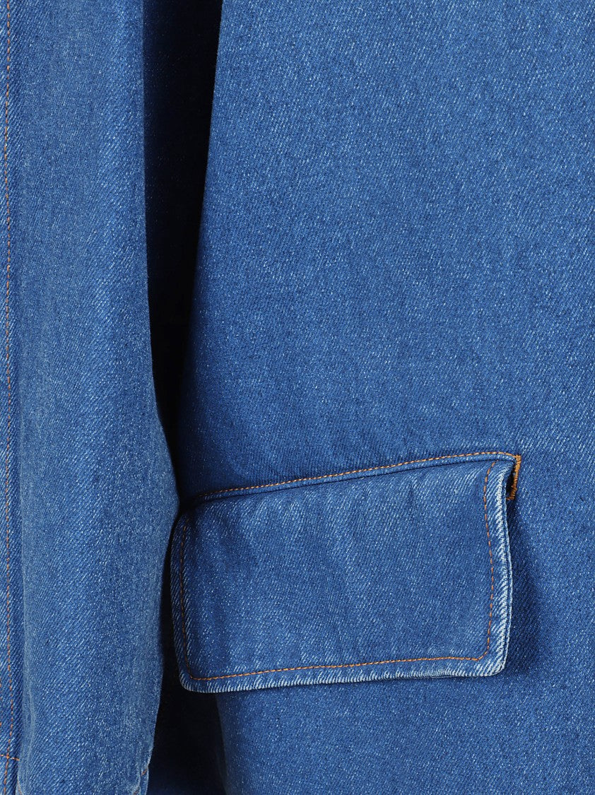Oversized Denim Jacket With Structured Collar