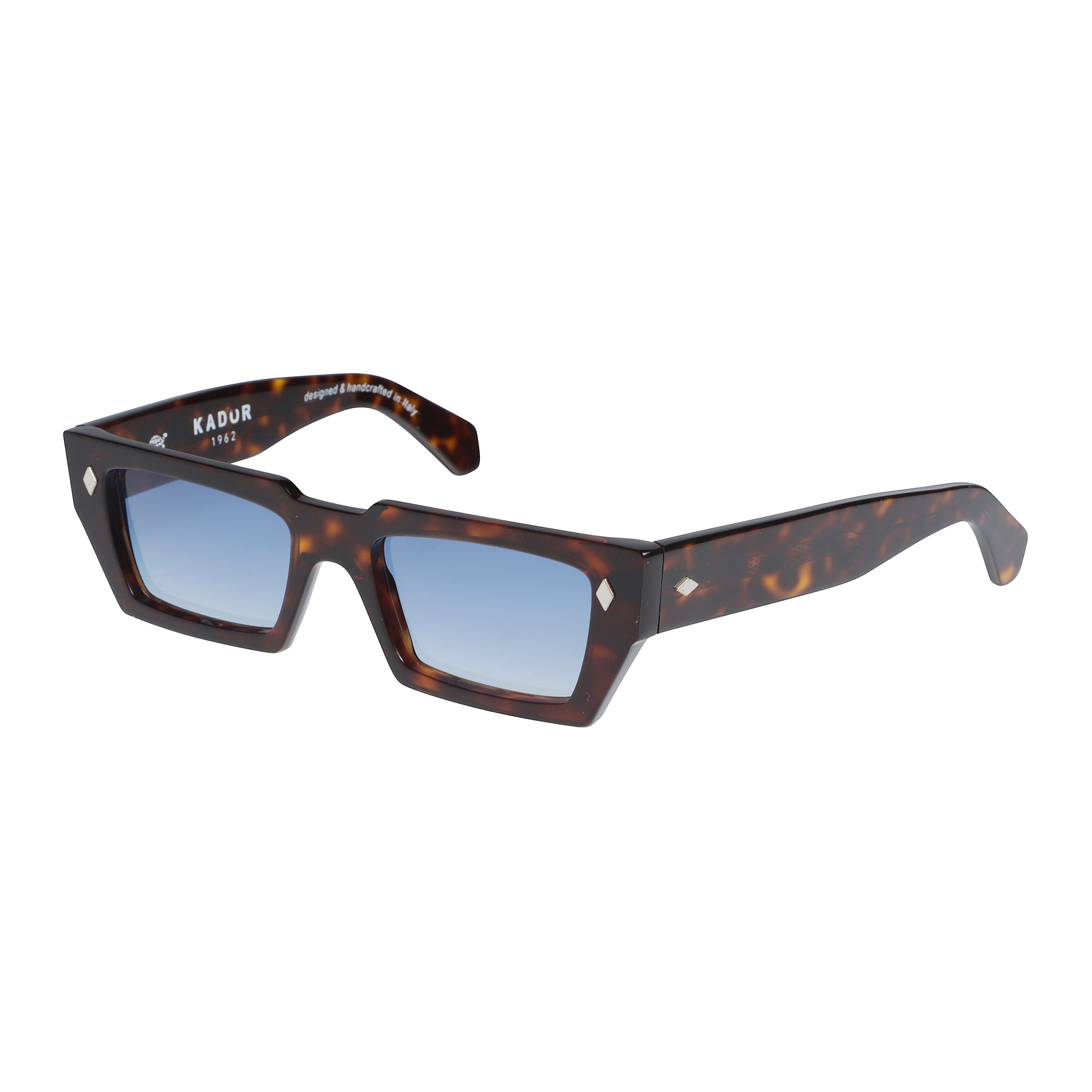 Disko Rectangular Tortoiseshell Sunglasses with Gradient Blue Lenses