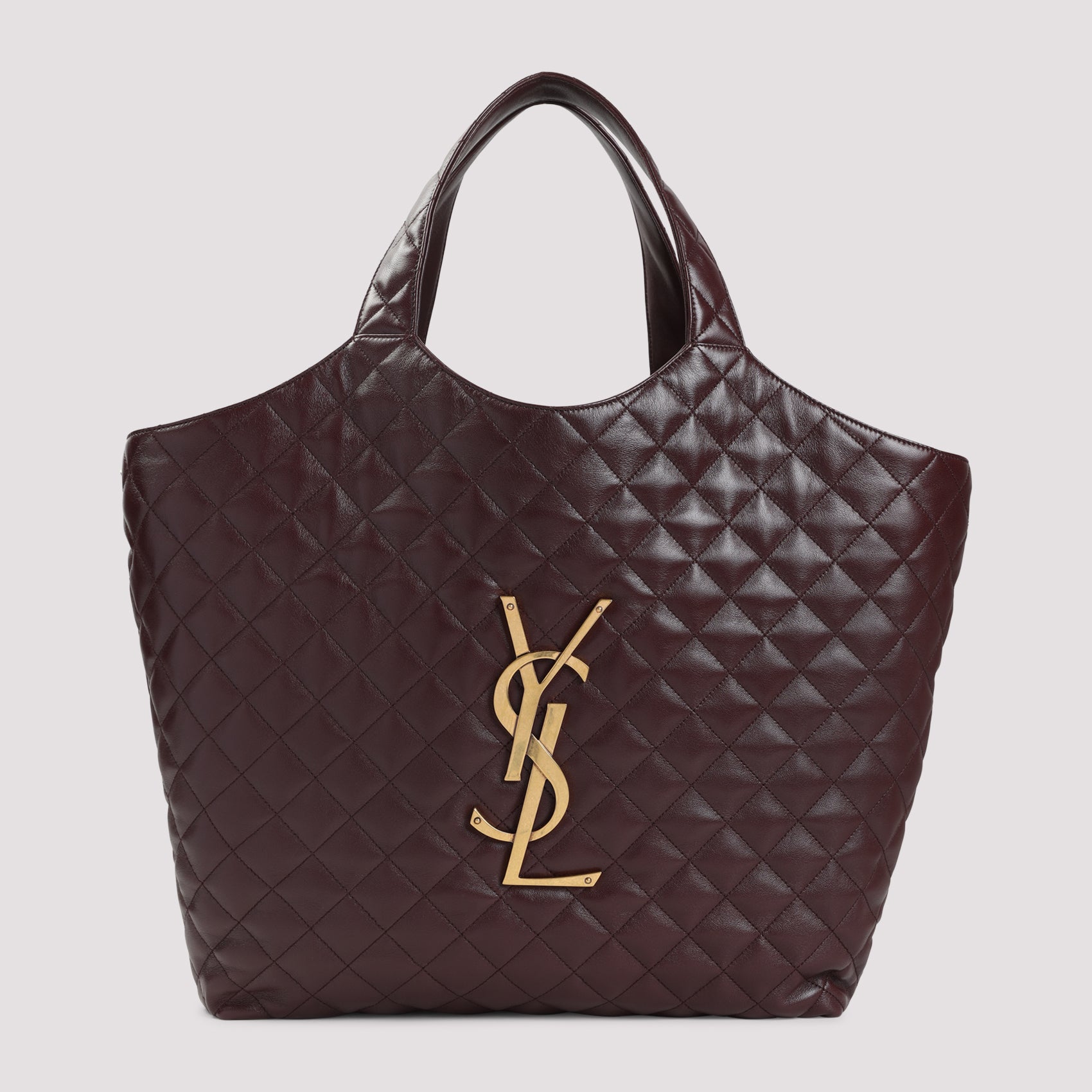 Diamond-Quilted Lamb Leather Tote Bag