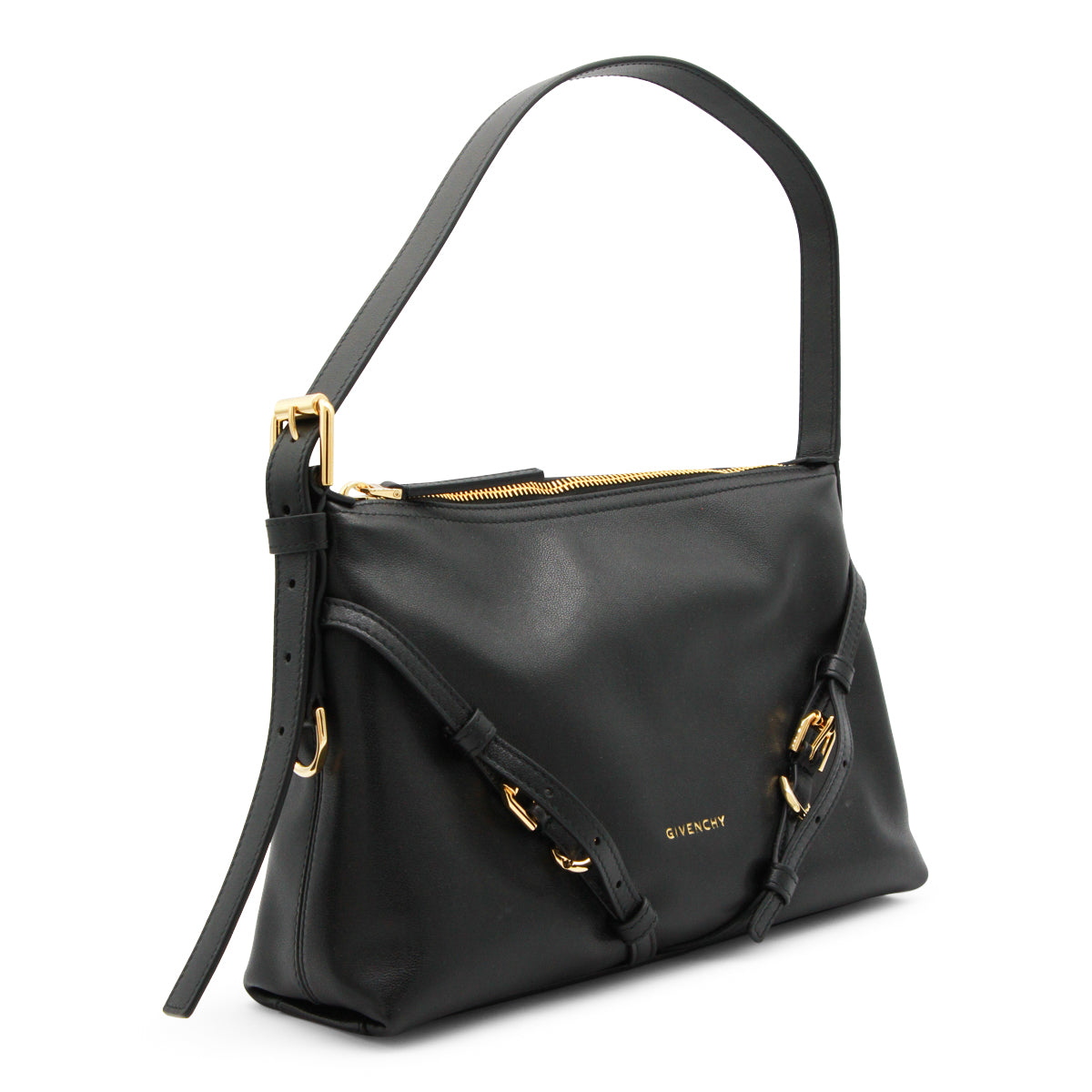 Black Leather Voyou Shoulder Bag