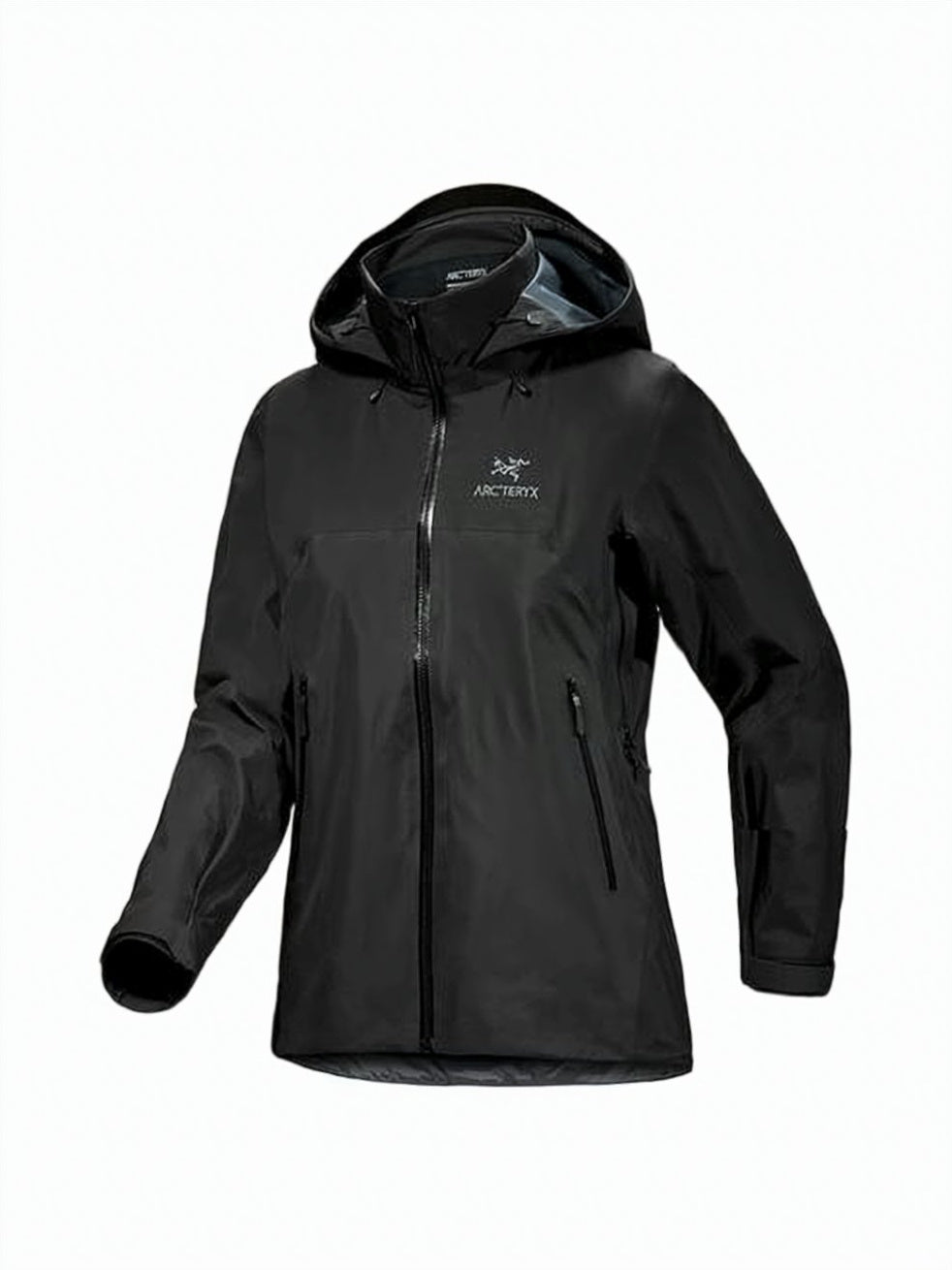 Fitted Black Nylon Hooded Jacket
