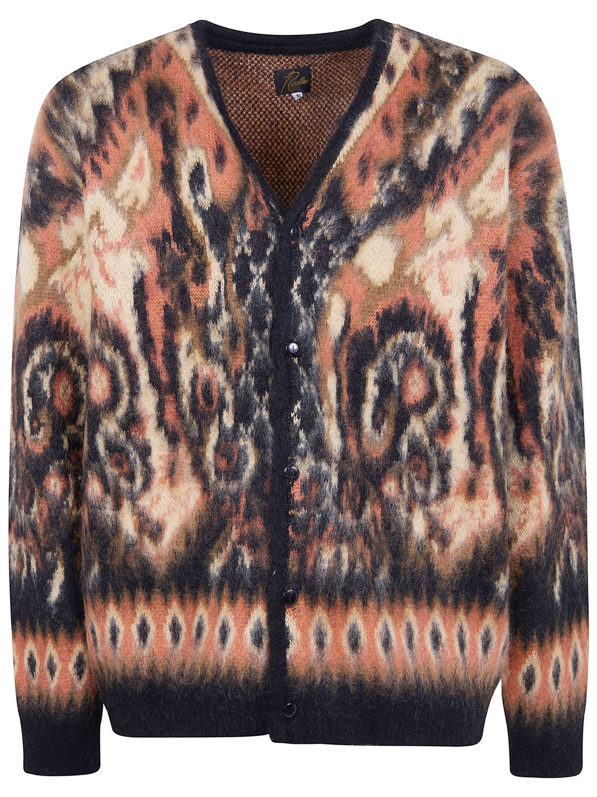 Paisley Pattern Mohair Cardigan with V-Neckline