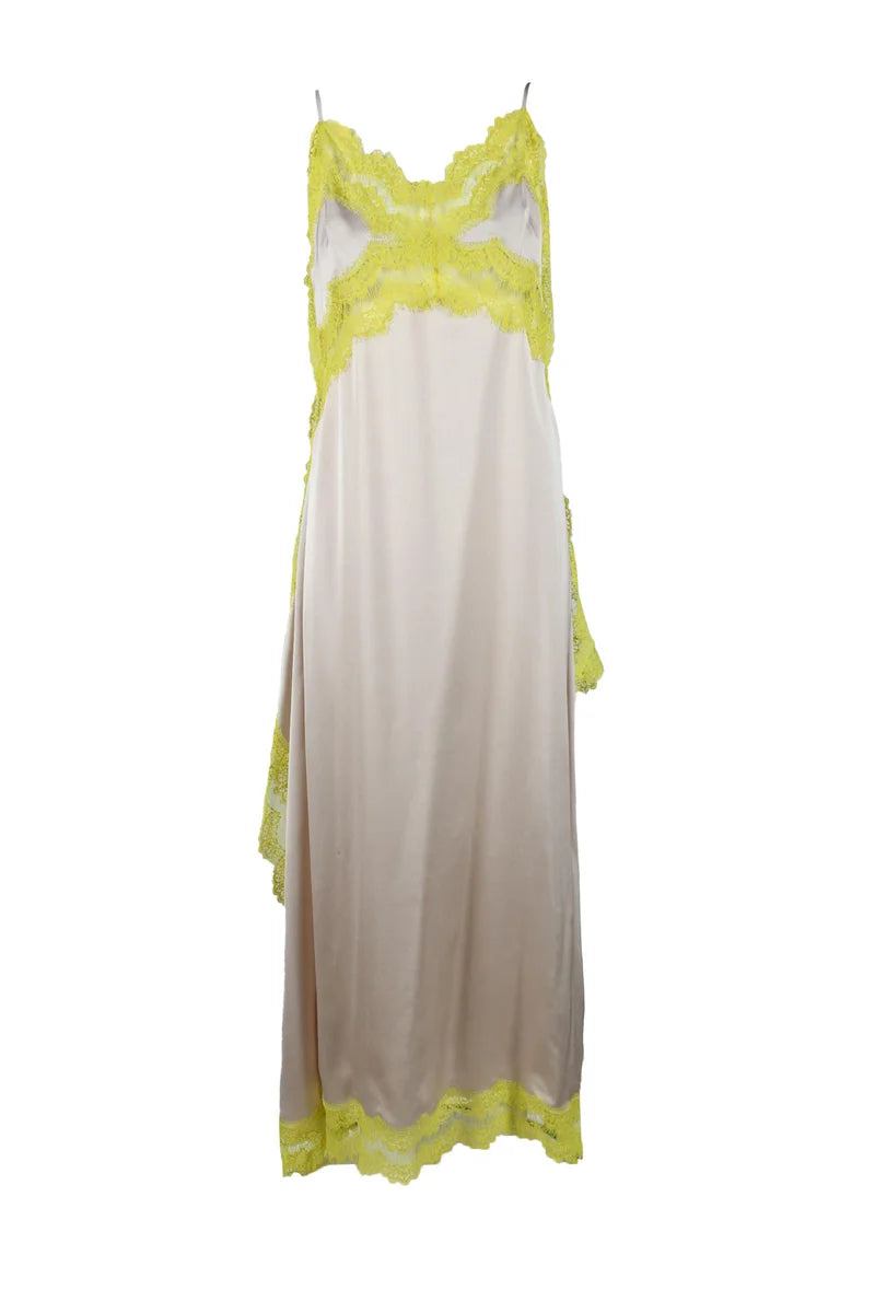 Long Slip Dress - Beige/Yellow