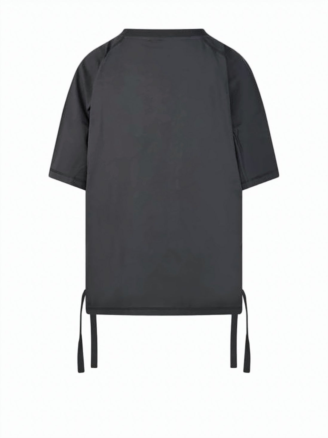Cropped Short-Sleeve Top with Adjustable Side Ties and Graphic Print