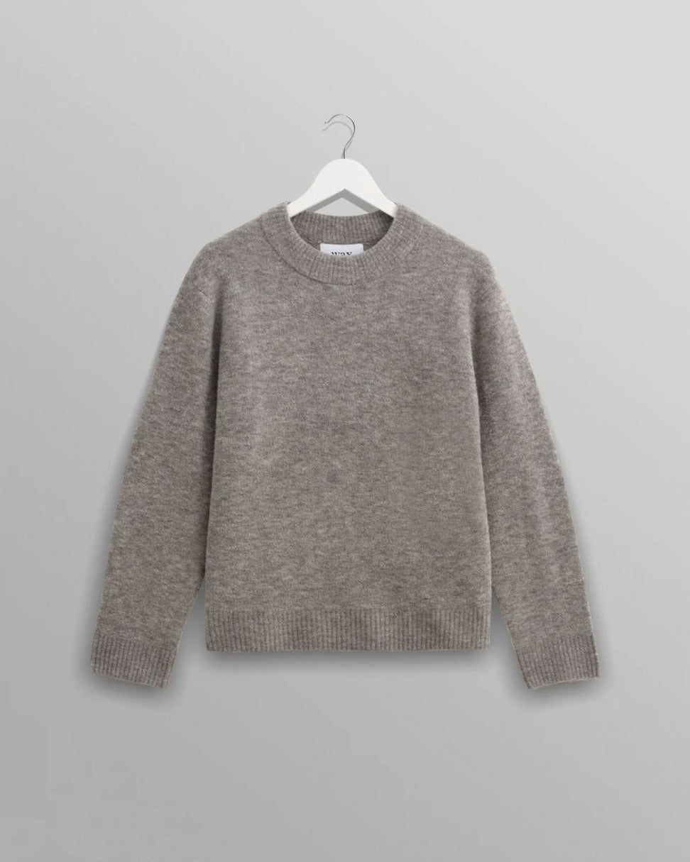Soft Grey Marl Midweight Knit Crewneck Sweater