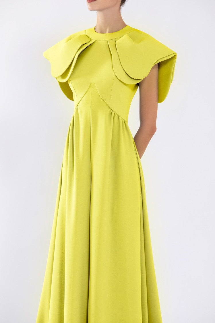 Crepe Jumpsuit, With Back Overskirt