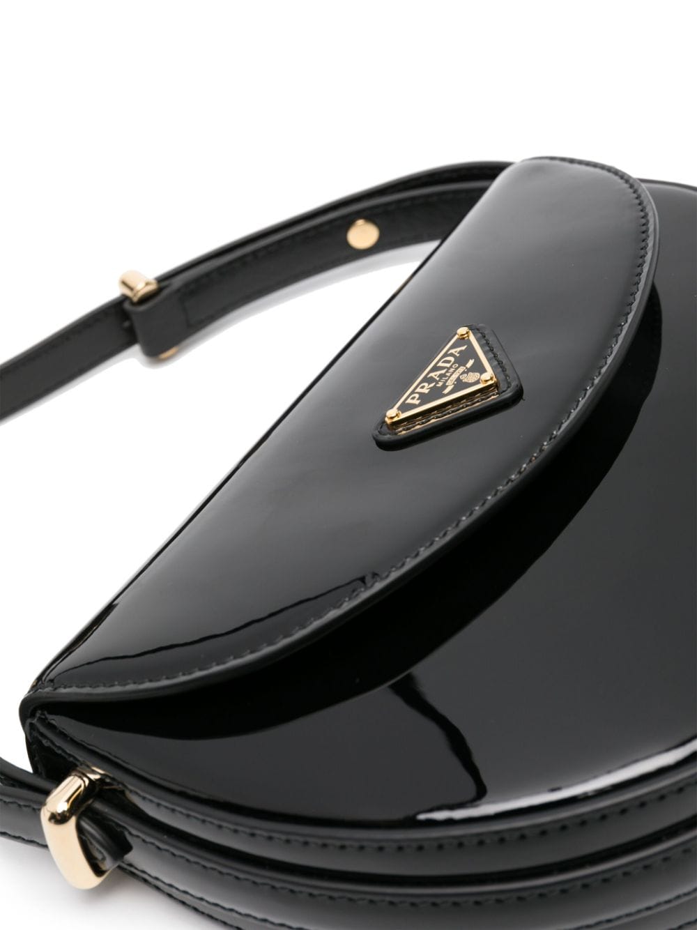 Triangle-Logo Patent Leather Shoulder Bag