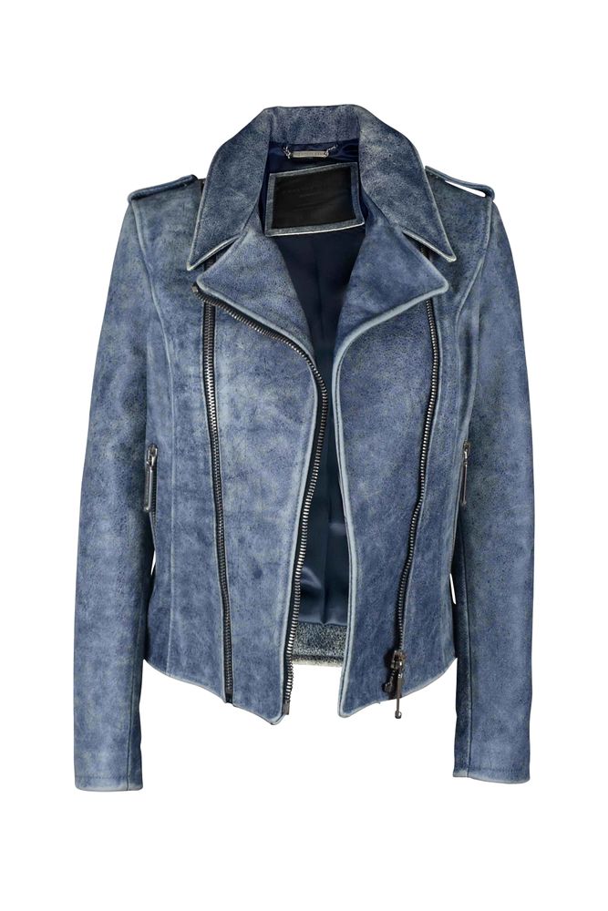Aged Blue Leather Perfecto Jacket