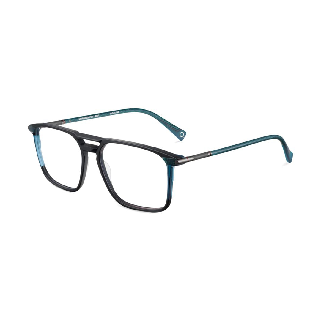 Meteor Crater Rectangular Frame Eyeglasses with Teal Accents