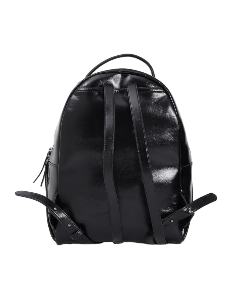 Structured Black Shoulder Bag with Glossy Finish