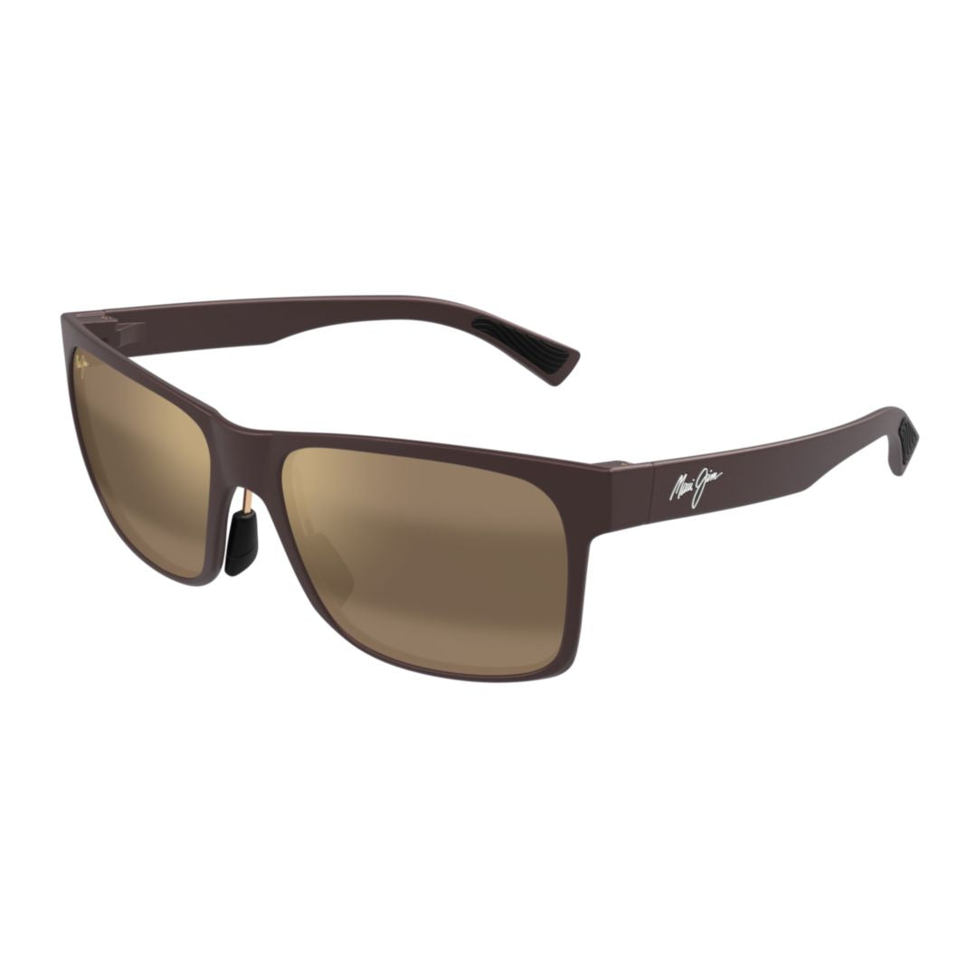 Hoopili Rectangular Matte Brown Sunglasses with Logo Detail