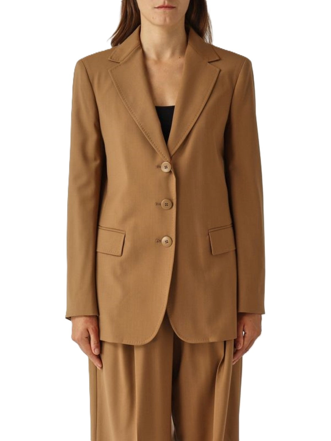 Tailored Single-Breasted Jacket With Structured Shoulders