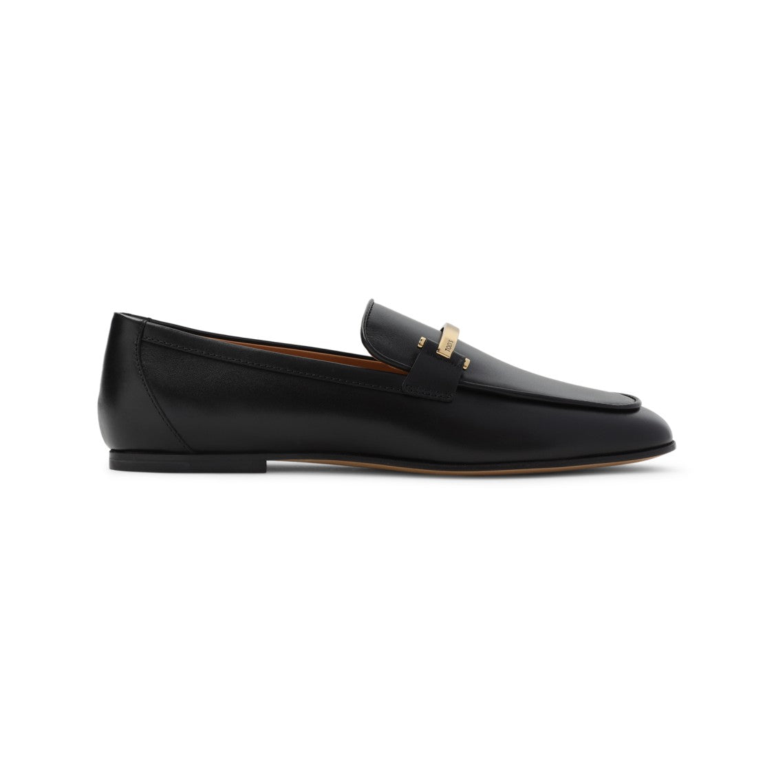 Black Leather Loafers With Subtle Gold Accents