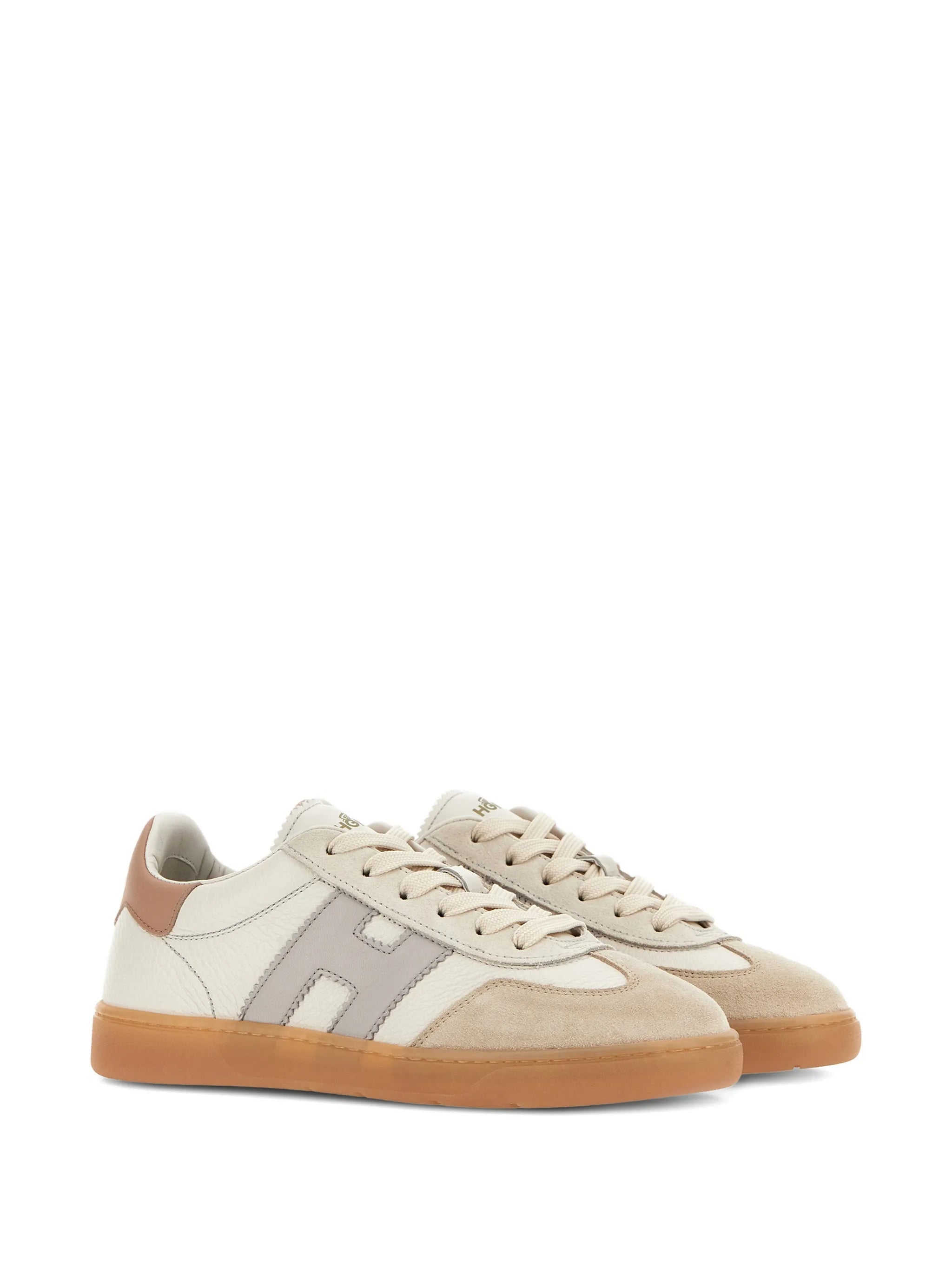 Neutral Low-Top Smooth Suede Leather Sneakers