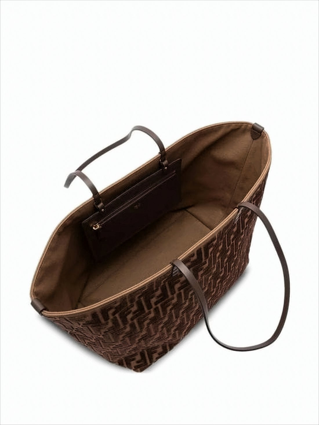 Trapezoidal Brown Calf Leather Tote Bag