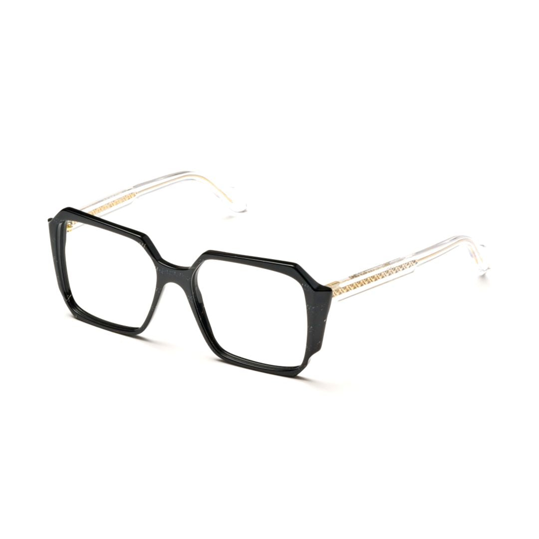Lizzy Bold Oversized Geometric Frame Eyeglasses with Transparent Temples