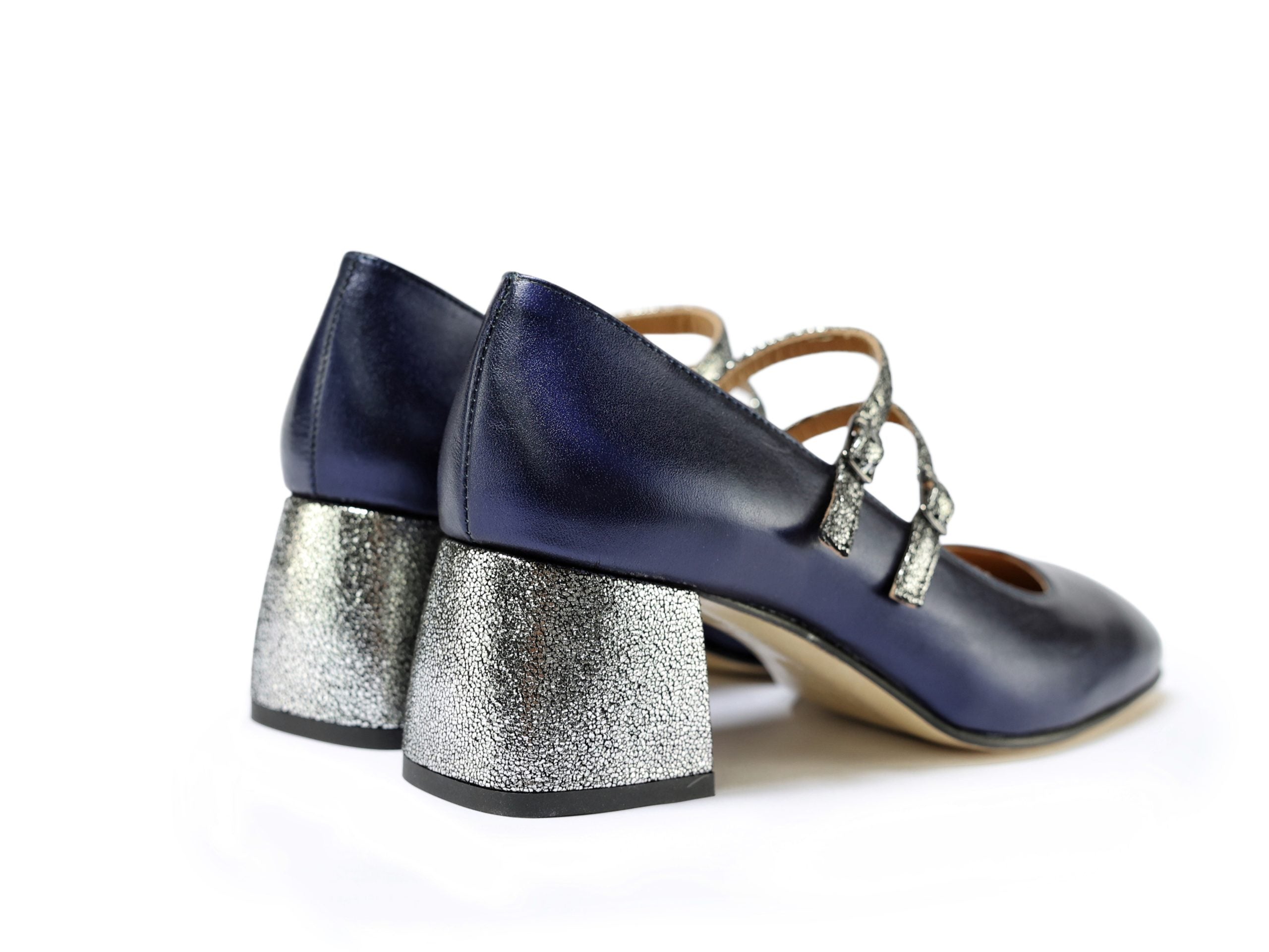 Décolleté Gita Blu Pumps with Shiny Laminate