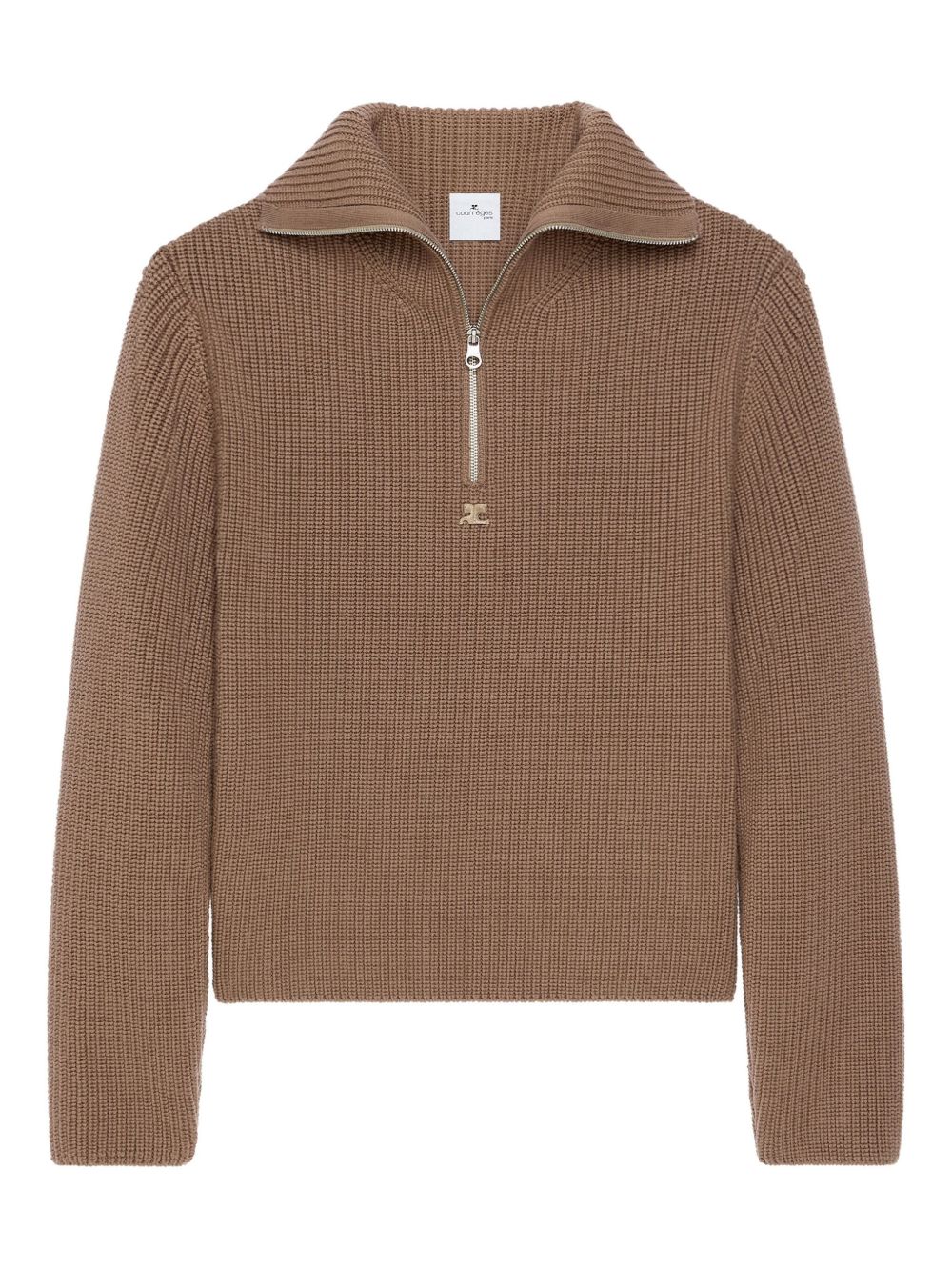 Funnel Neck Sweater With Half-Zip Fastening