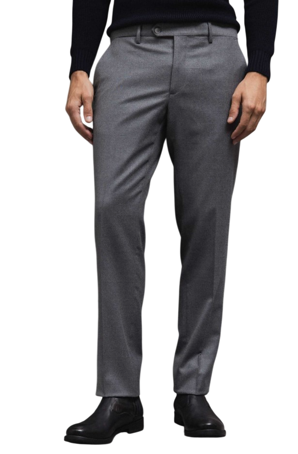 Mid-Rise Gray Wool Trousers