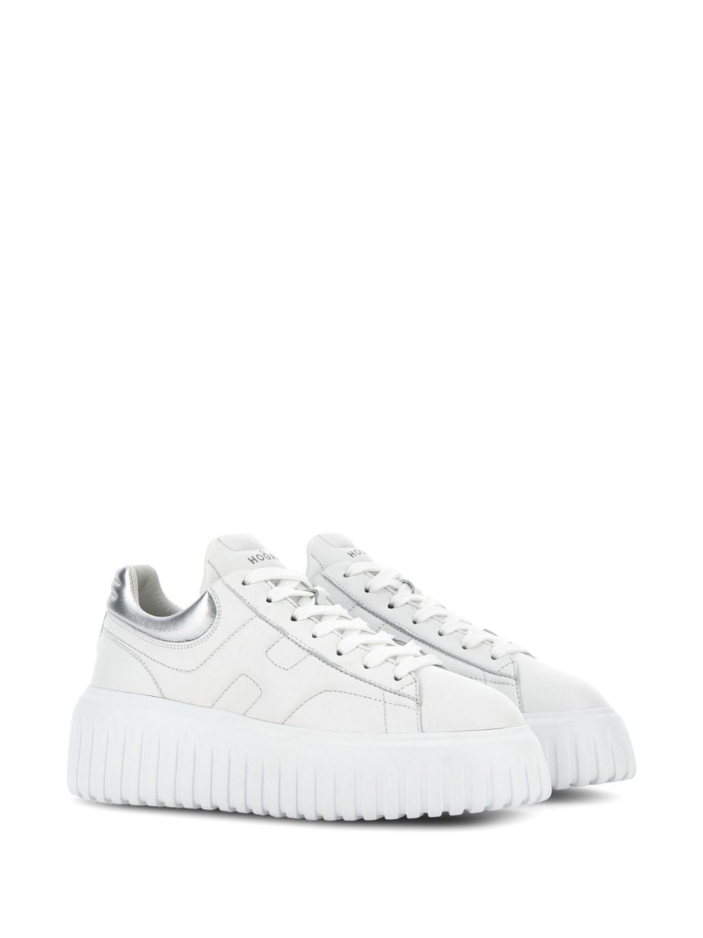 Lace-Up White Flats with Ridged Sole
