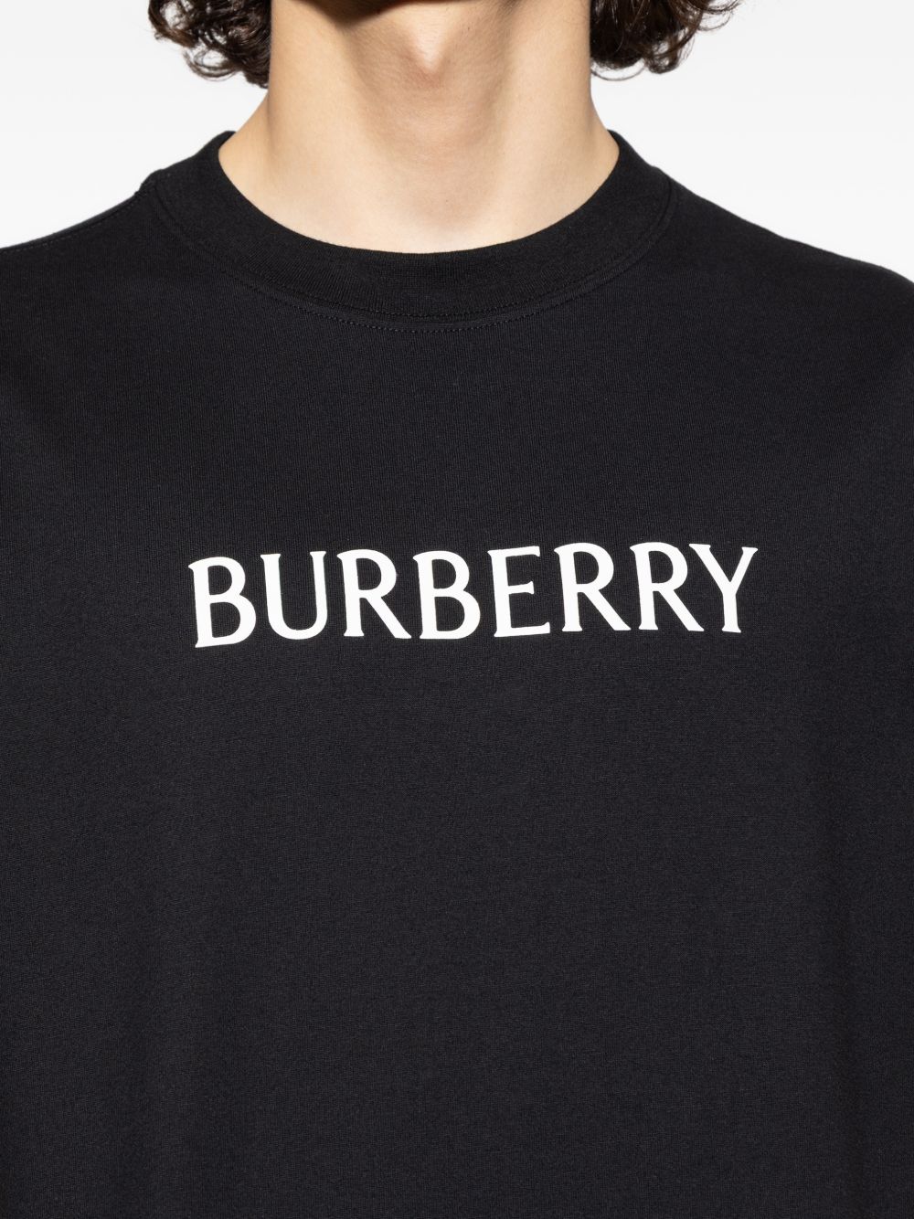 Black Cotton T-Shirt with Logo Detail