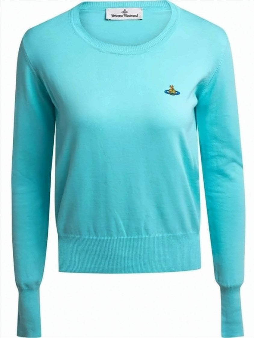 Lightweight Blue Knit Sweater with Ribbed Details