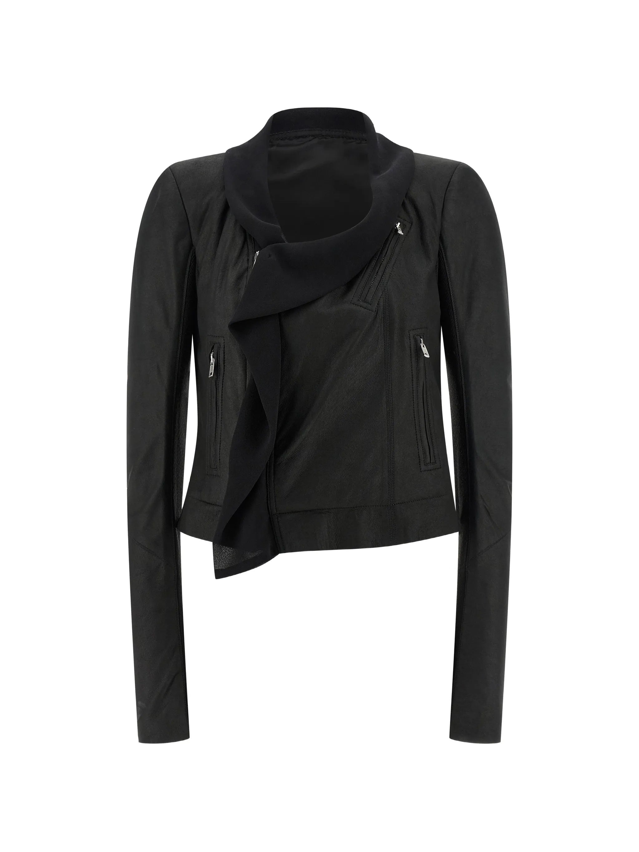 Scarf Biker Cropped Leather Jacket