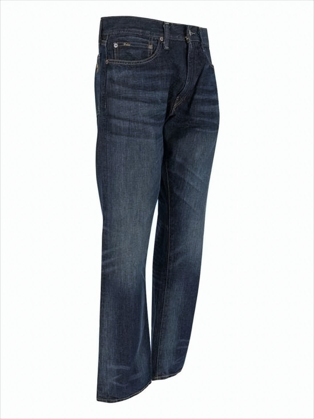Classic Five-Pocket Denim Pants with Leather Accents