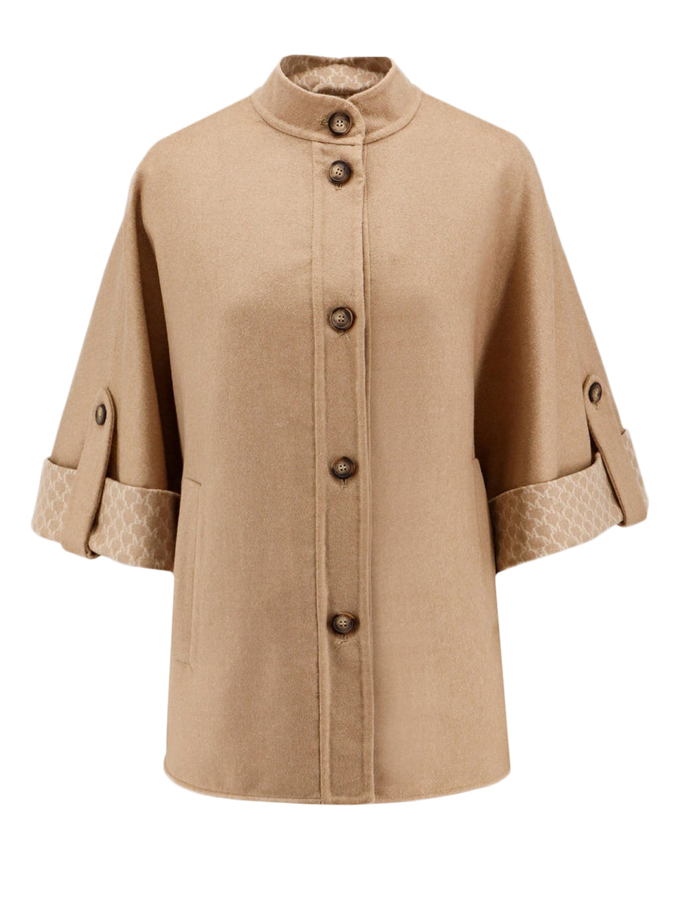 Structured High-Collar Jacket with Button-Down Front