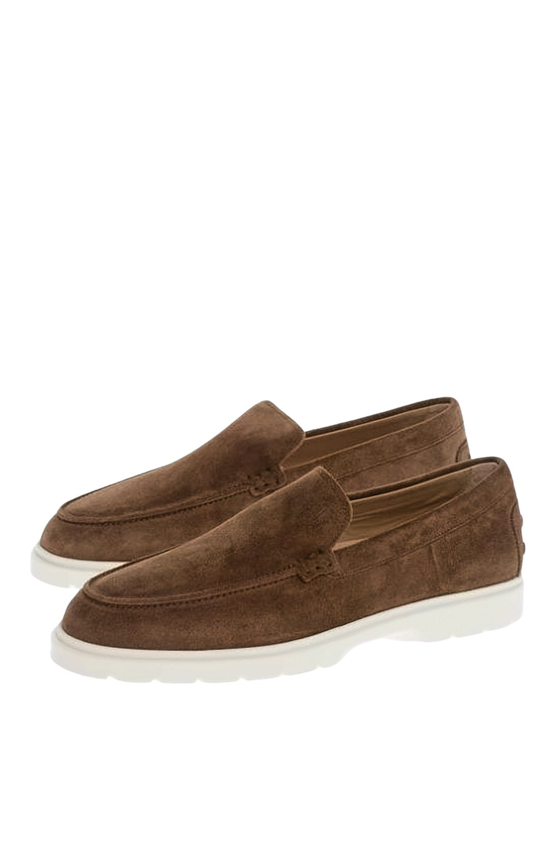 Suede Loafers with Textured Rubber Sole