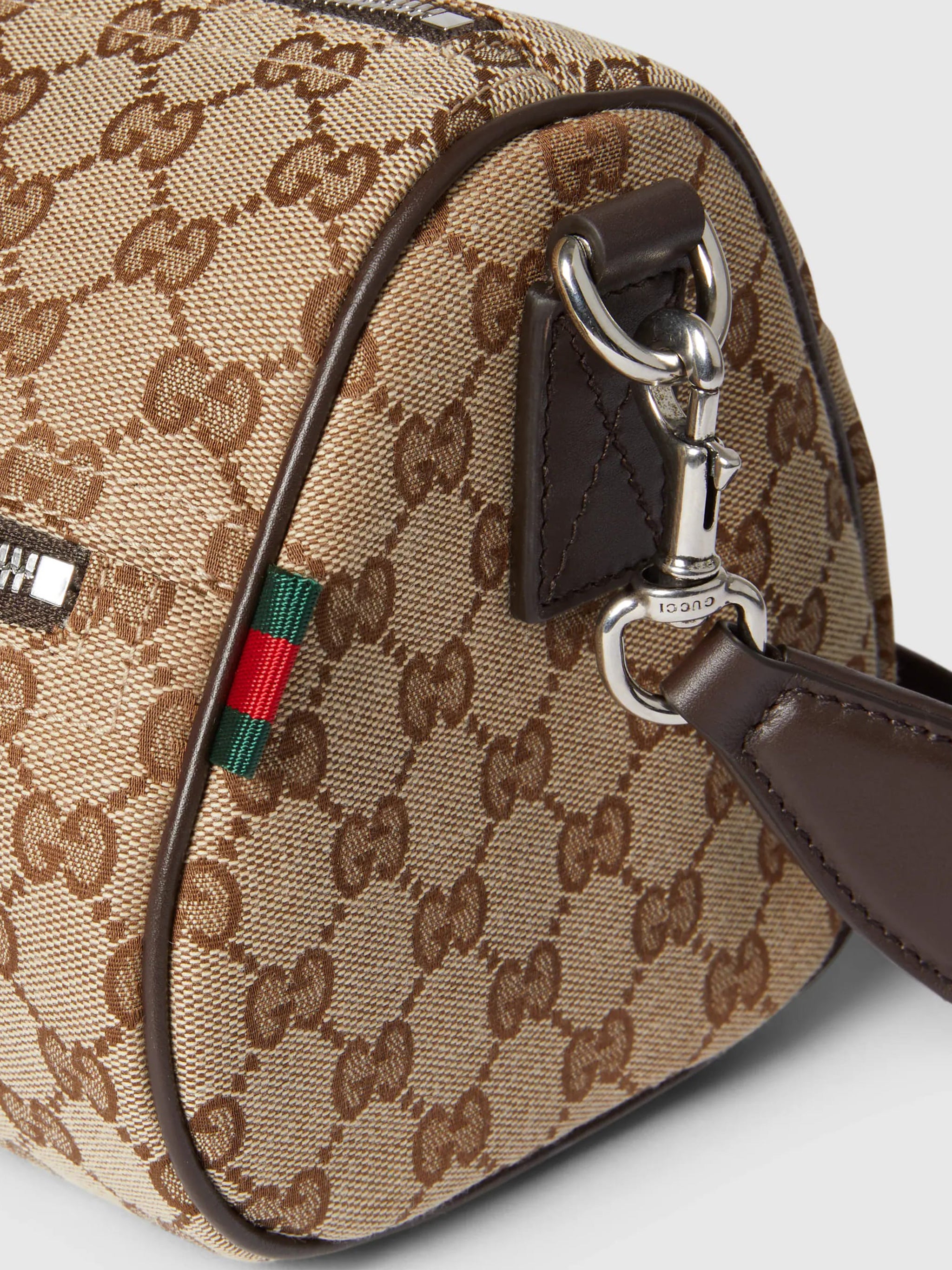 Beige Cylindrical GG Canvas Monogram Bag