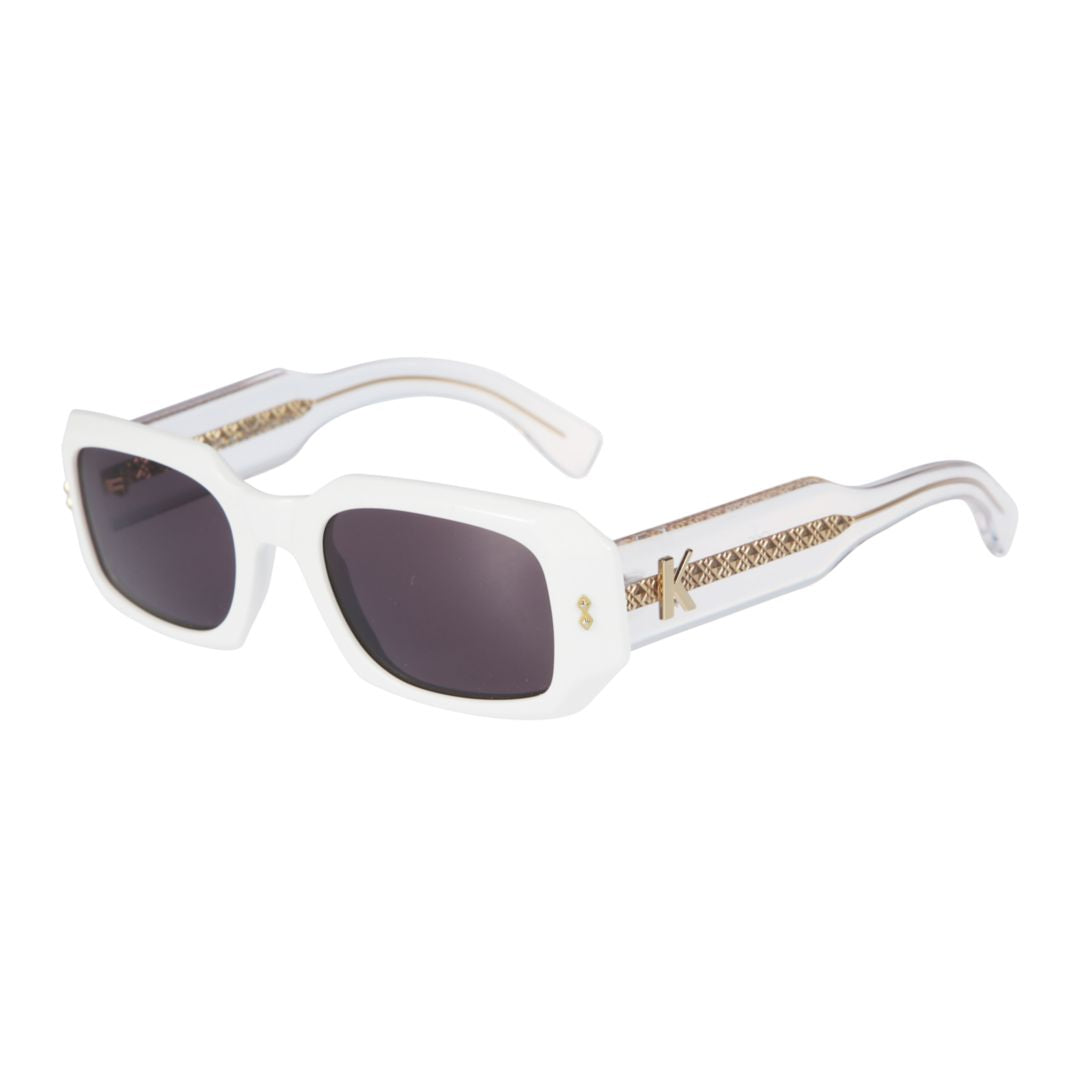 Klarissa Glamour Bold Rectangular Frame Sunglasses with Gold Detailing