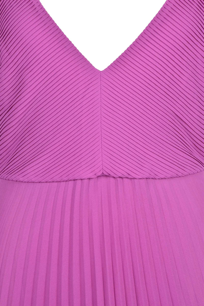 Long Purple Pleated Dress