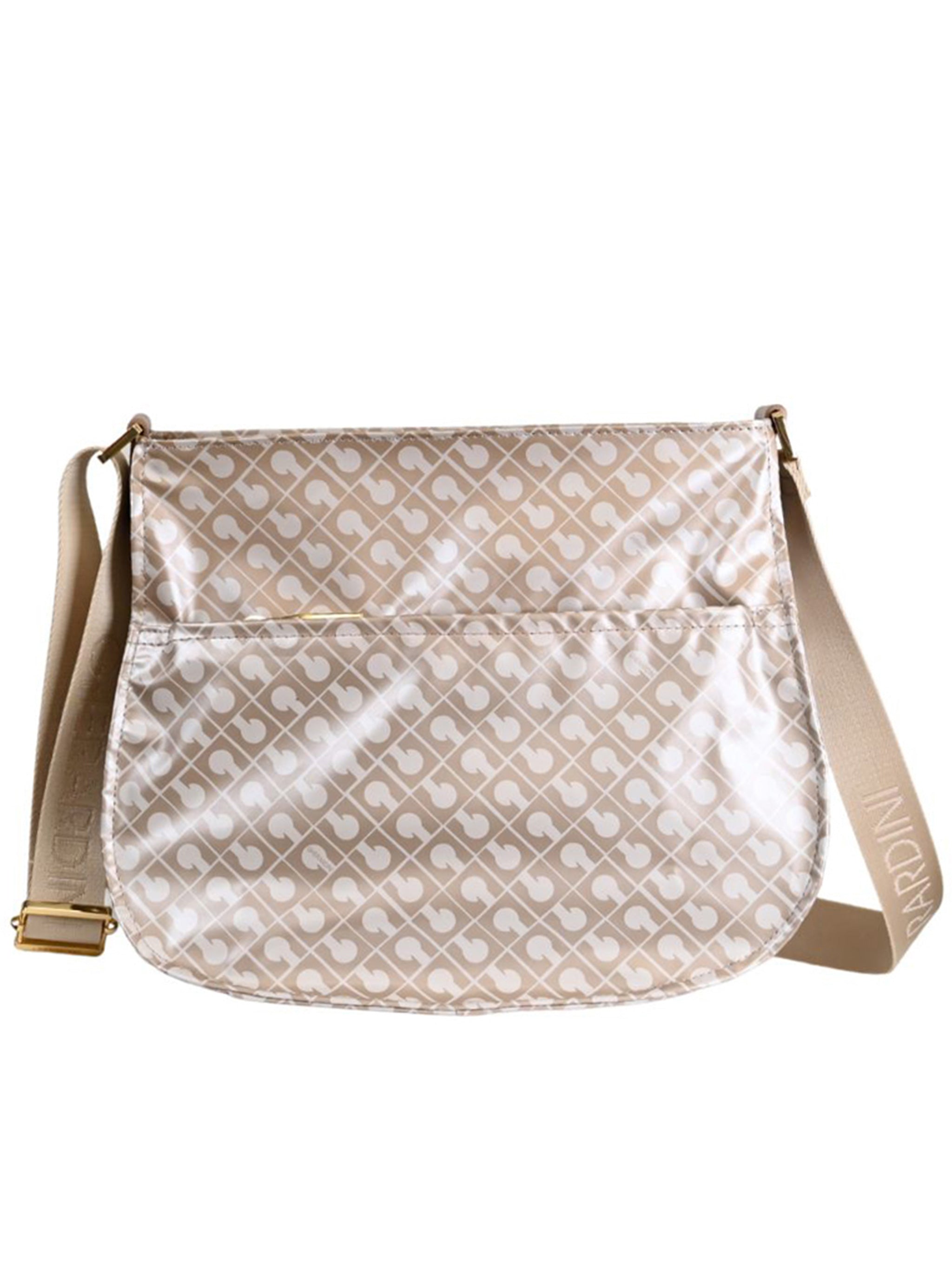 Small Beige Geometric Pattern Crossbody Satchel