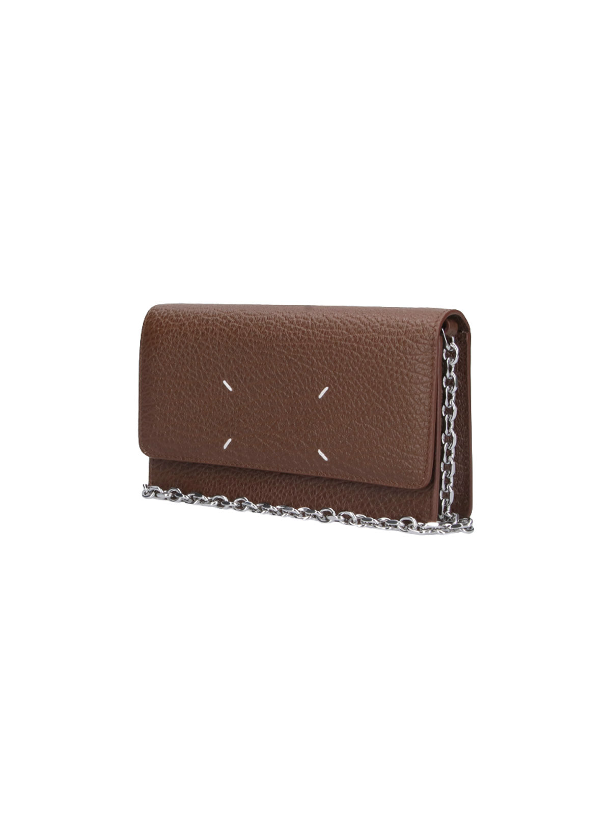 Brown Four Stitches Chain Strap Wallet