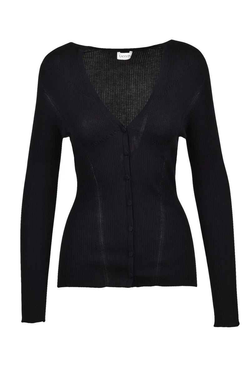 Ribbed Cardigan - Black