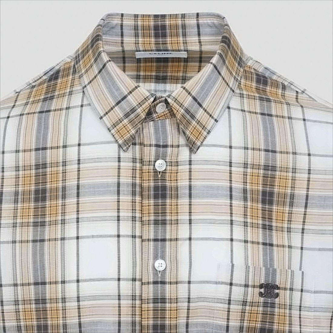 Plaid White Cotton Long-Sleeve Celine Shirt