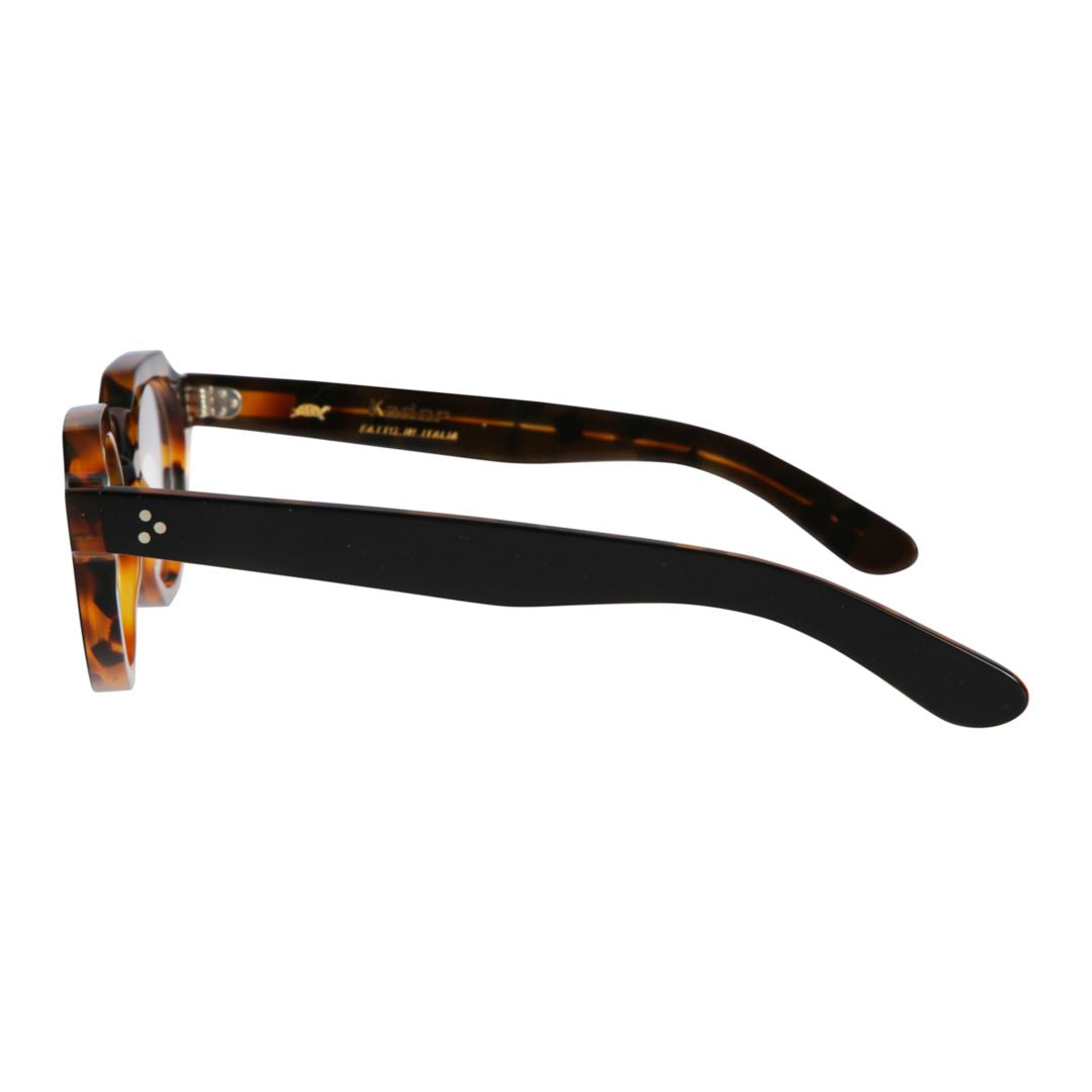 Spike Bold Round Frame Tortoiseshell Sunglasses with Metallic Accents